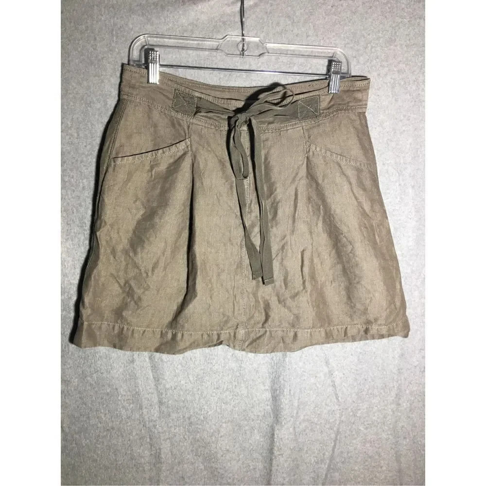 Womens Loft Skirt Army Green Grey Casual Tie Front Cute Spring Summer Lagenlook